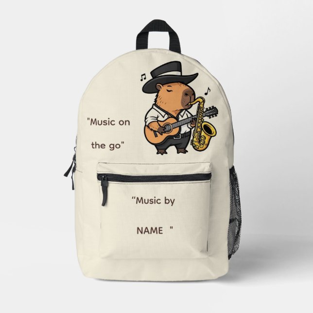 Sac À Dos Imprimé  Backpack – Capybara Music Vibes  (Recto)