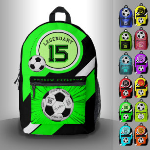 Sac À Dos Imprimé Balle de foot moderne verte jalon éditable