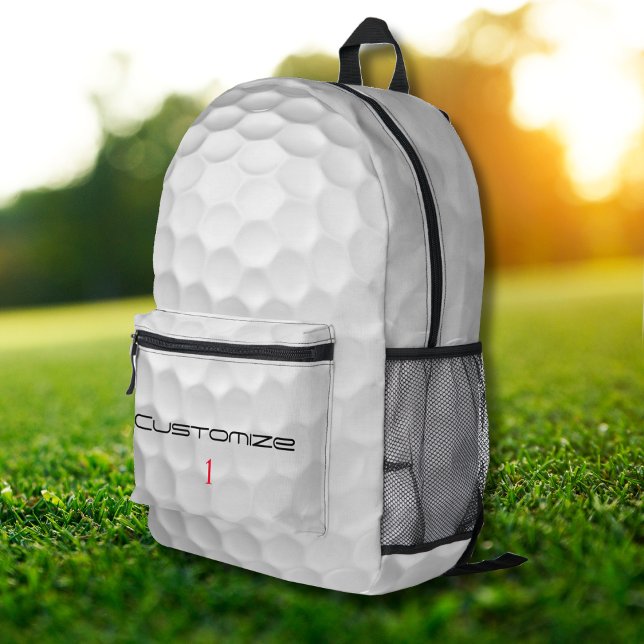 Sac À Dos Imprimé Balle de golf blanche texturée avec nom et numéro  (Créateur téléchargé)