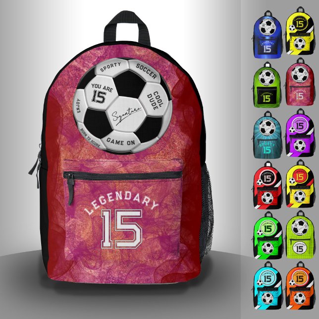 Sac À Dos Imprimé Ballon de Football Personnalisé Anniversaire  | Âg (Créateur téléchargé)
