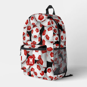 Sac À Dos Imprimé ballons de football rouges et blancs monogrammés p