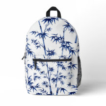 Bambou Chanceux Style Imari Bleu Blanc 