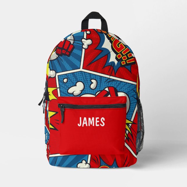 Sac À Dos Imprimé Bande dessinée personnalisée au nom de l'enfant (Recto)