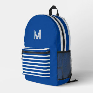 Sac À Dos Imprimé Bandes bleues et blanches profondes -monogrammée