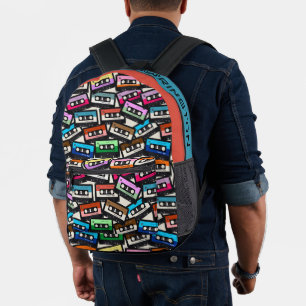 Sac À Dos Imprimé Bandes de casquette rétro de nom personnalisé