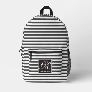 Sac À Dos Imprimé Bandes noires et blanches - Monogrammes