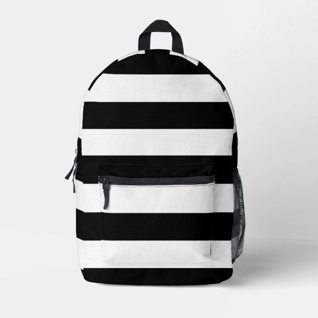 Sac À Dos Imprimé Bandes noires et blanches, Motif rayé, Lignes (Recto)