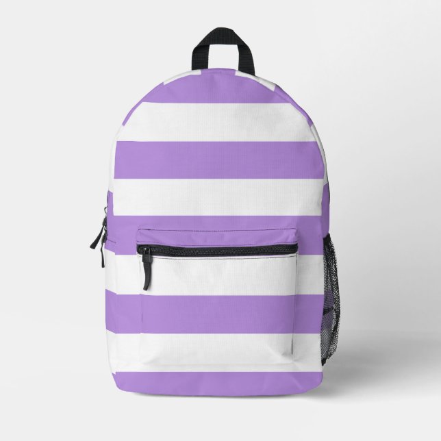 Sac À Dos Imprimé Bandes pourpres, Blancs, Motif rayé (Recto)