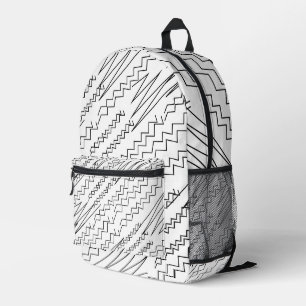 Sac À Dos Imprimé Bandes Zigzag noir et blanc