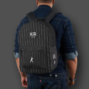 Sac À Dos Imprimé Baseball élégant Black White Stripes Sporty