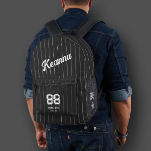 Sac À Dos Imprimé Baseball Sporty Cool élégant Black White Stripes