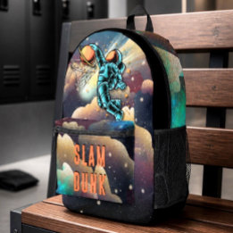 Sac À Dos Imprimé Basket-ball spatial Astronaute Slam Dunk École