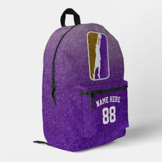 Sac À Dos Imprimé Basketball personnalisé en faux paillettes violet 