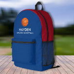 Sac À Dos Imprimé Basketball Sports Team Couleurs personnalisées Nom<br><div class="desc">Super fun, sac à dos sportif avec un basket et deux lignes de texte personnalisé. Modifiez facilement les couleurs pour qu'elles correspondent aux couleurs de votre équipe. Assez spacieux pour les livres, l'ordinateur, l'équipement sportif et plus - ou comme un sac de voyage ou de couchage aussi. Votre fan/joueur de...</div>