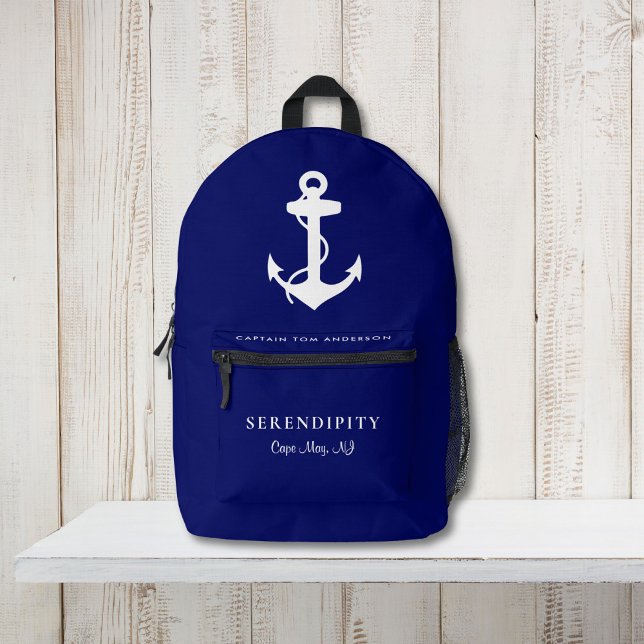Sac À Dos Imprimé Bateau Nautique Ancres Capitaines Marine Blue (Créateur téléchargé)