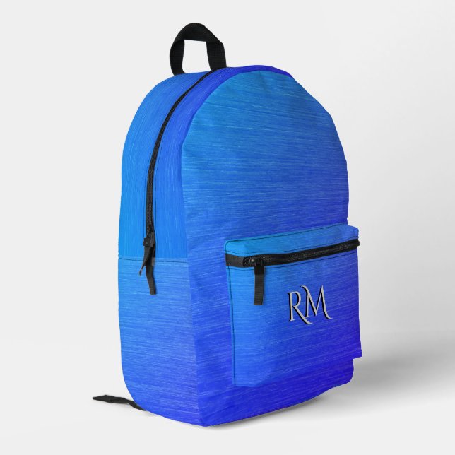 Sac À Dos Imprimé Beau Monogramme Bleu Uni  (Coin arrière gauche)