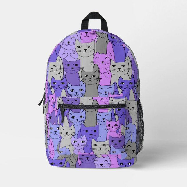 Sac À Dos Imprimé Beaucoup de chats violets Design Back Pack (Recto)