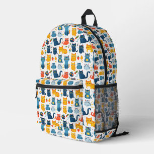 Sac À Dos Imprimé Beaux chats kawaii, jouer avec des jouets blanc ba