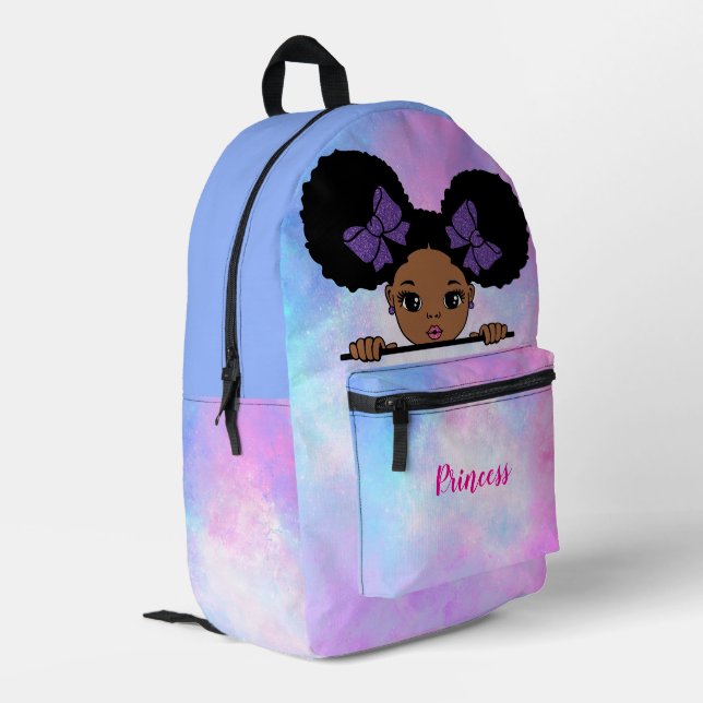 Sac À Dos Imprimé Bébé fille bleu personnalisé (Coin arrière gauche)