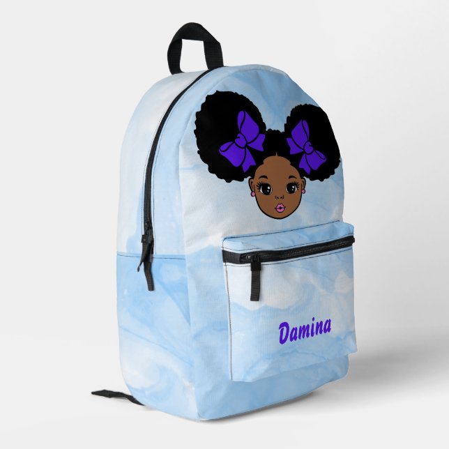 Sac À Dos Imprimé Bébé Fille Personnalisée Bleu (Coin arrière gauche)