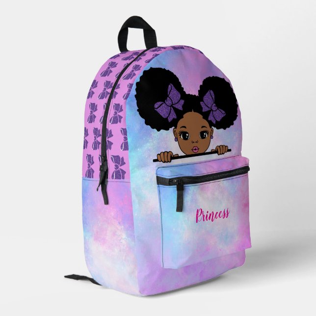 Sac À Dos Imprimé Bébé fille violet personnalisé (Coin arrière gauche)