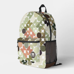 Sac À Dos Imprimé Beige Brown Sage Vert Pêche Orange Art du milieu d