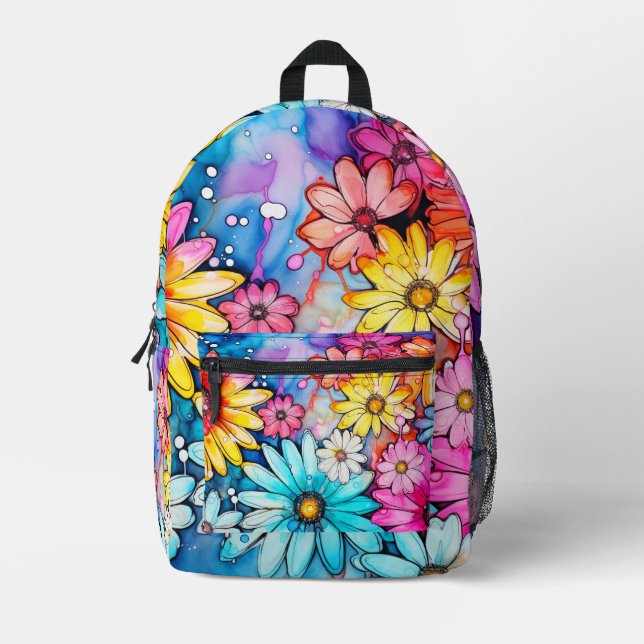 Sac À Dos Imprimé Belle Fleur De Faisée Abstraite (Recto)
