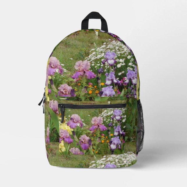 Sac À Dos Imprimé Belle Photo florale de fleur d'iris violet (Recto)