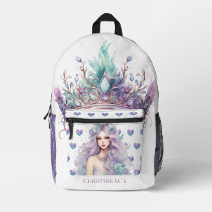 Sac À Dos Imprimé Belle sirène de fée turquoise pourpre nom personna