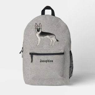 Sac À Dos Imprimé Berger Allemand Silver Sable avec texte personnali