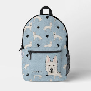 Sac À Dos Imprimé Berger Blanc Suisse Blanc GSD Motif de Chien Migno