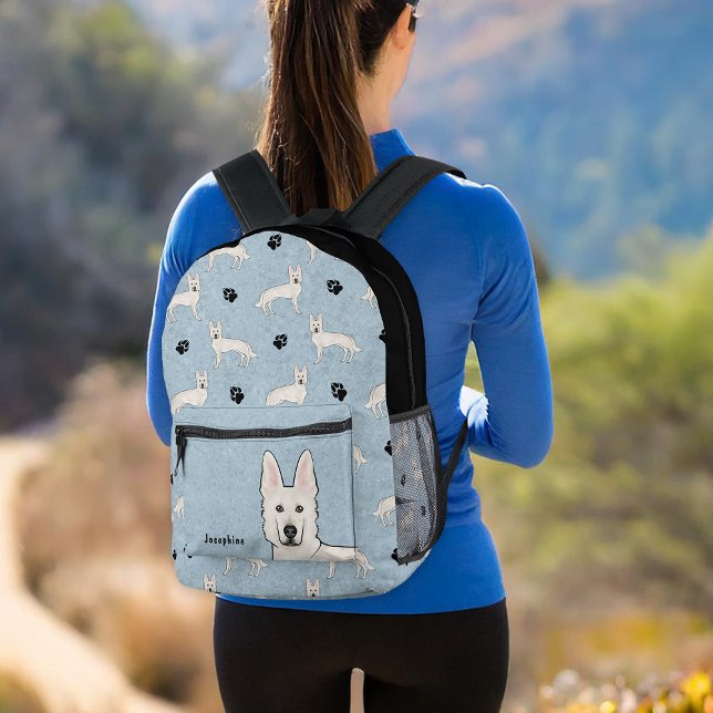 Sac À Dos Imprimé Berger suisse blanc GSD mignon chien Motif (Please note: This image is a digital mockup. The product may not be in scale.)