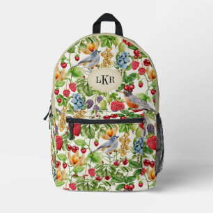 Sac À Dos Imprimé Berries et oiseaux Motif 3 lettres Monogramme