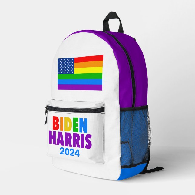 Sac À Dos Imprimé Biden Harris Rainbow American Flag LGBT Custom (Coin arrière droit)