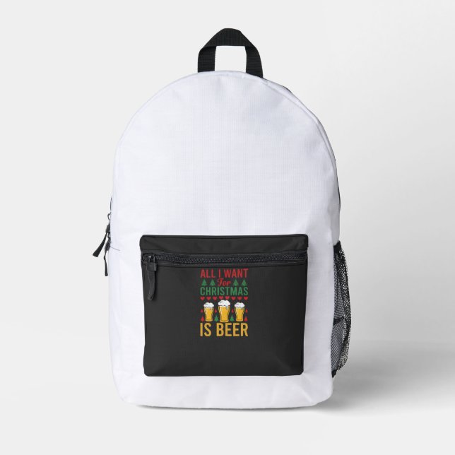 Sac À Dos Imprimé Bière de Noël Boire des Fêtes (Recto)