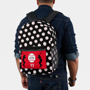 Sac À Dos Imprimé Black Baseball Joueur Silhouette Nom Numéro