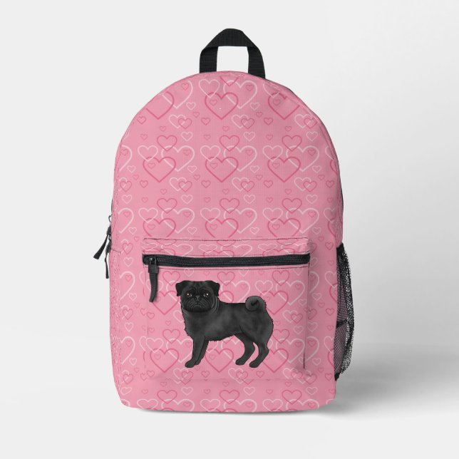 Sac À Dos Imprimé Black Carlin Chien Cartoon Mops Pink Love Motif de (Recto)