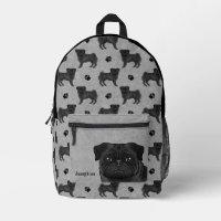 Black Carlin Chien Mops Design Motif Avec Nom Grey