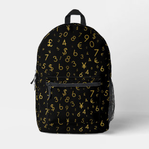 Sac À Dos Imprimé Black Gold Luxury Numéros Devise Symboles Motif