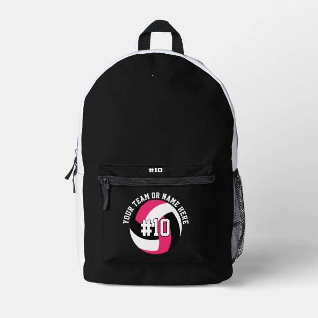 Sac À Dos Imprimé Black Volleyball Backpack Player Team Teen Girls (Recto)