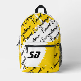 Sac À Dos Imprimé Blanc brossé jaune noir avec initiales