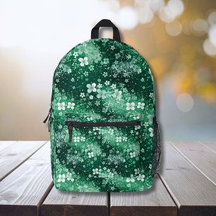 Sac À Dos Imprimé Blancs Trèfles Verts Chic & Points sur Fond Vert F