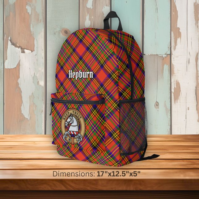 Sac À Dos Imprimé Blason de Clan Hepburn sur tartan (Créateur téléchargé)