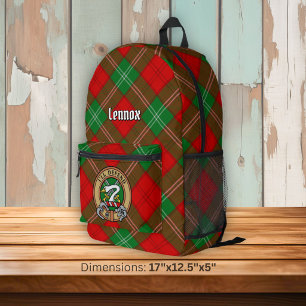 Sac À Dos Imprimé Blason de Clan Lennox sur tartan