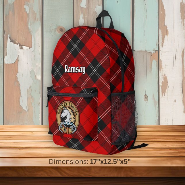 Sac À Dos Imprimé Blason du Clan Ramsay sur tartan rouge (Créateur téléchargé)