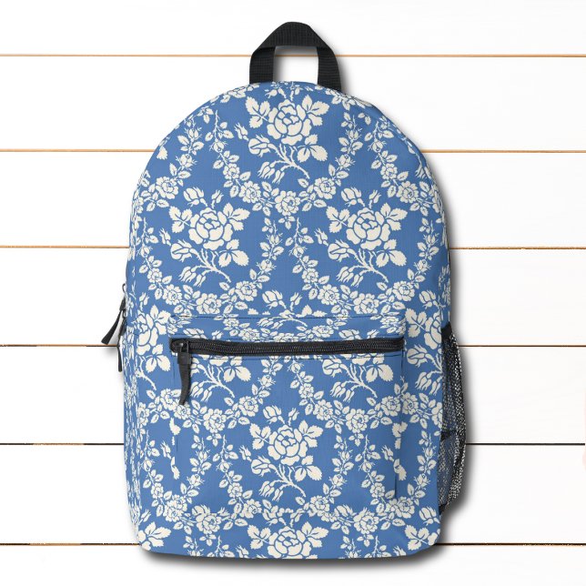 Sac À Dos Imprimé Bleu Blanc Floral Motif Botanique Chic (Créateur téléchargé)