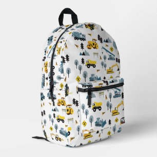 Sac À Dos Imprimé Bleu Camions de construction et du site Theme Boys