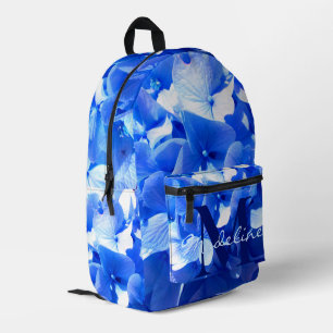 Sac À Dos Imprimé Bleu cobalt floral élégant calligraphie bleue