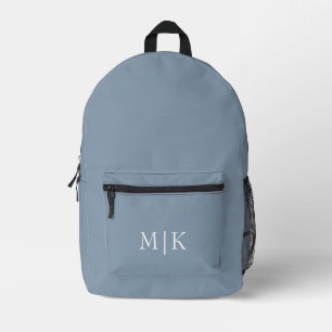 Sac À Dos Imprimé Bleu et blanc poussiéreux   Monogramme moderne