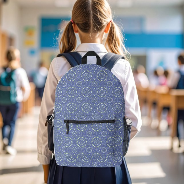 Sac À Dos Imprimé Bleu et Vert Moderne Motif  (Blue and green pattern cool kids backpack)